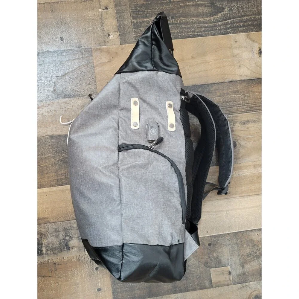 NWT Tocode Laptop BackPack Roll Top‎ USB Anti Theft DaypackWater Repellent Gray